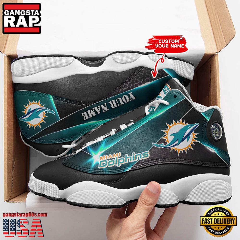 NFL Custom Name Miami Dolphins New Design Air Jordan 13 Running Sneakers For Men Women NFL Custom Name Miami Dolphins New Design Air Jordan 13 Running Sneakers For Men Women