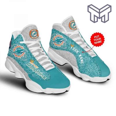 Custom Name Miami Dolphinss Fans Sport Shoes Nfl Air Jordan 13 Shoes
