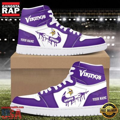 Custom Name NFL Minnesota Vikings Air Jordan 1 Sneakers Shoes