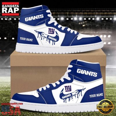 Custom Name NFL New York Giants Air Jordan 1 Sneakers Shoes