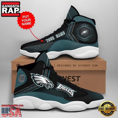 NFL Custom Name Philadelphia Eagles New Design Air Jordan 13 Running Sneakers For Men Women
