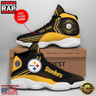 NFL Custom Name Pittsburgh Steelers New Design Air Jordan 13 Running Sneakers For Men Women