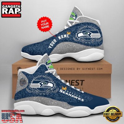 NFL Custom Name Seattle Seahawks New Design Air Jordan 13 Running Sneakers For Men Women
