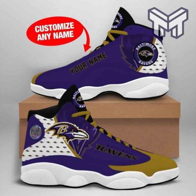 Custom Shoes Baltimore Ravens Nfl Big Logo Football Team Air Jordan 13 Shoes