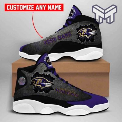 Custom Shoes Baltimore Ravens Nfl Fans Sport Jordan 13 Shoes