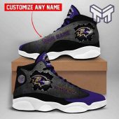 Custom Shoes Baltimore Ravens Nfl Fans Sport Jordan 13 Shoes