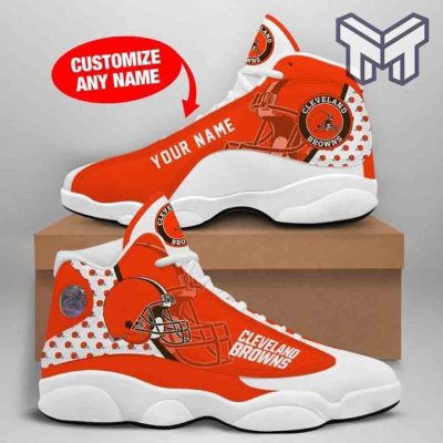 Custom Shoes Cleveland Browns Nfl Big Logo Football Team Air Jordan 13 Shoes