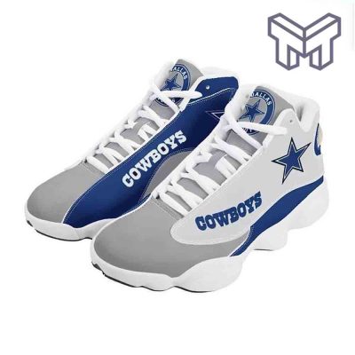 Dallas Cowboys Air Jordan 13 Fans Sport Shoes Nfl Big Logo White Air Jordan 13 Shoes