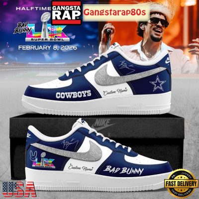 Dallas Cowboys NFL Bad Bunny Super Bowl LX 2026 Custom Air Force 1 Sneakers Shoes