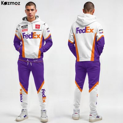 Denny Hamlin Joe Gibbs Racing 2020 FedEx Hoodie Racing Uniform Hoodie & Jogger Set