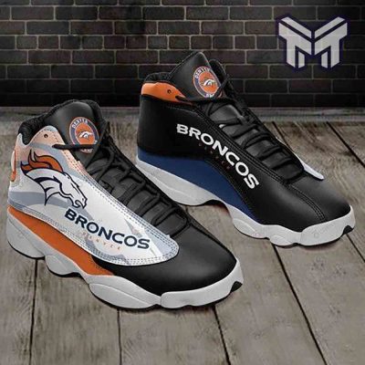 Denver Broncos Air Jordan 13,Nfl Football Teams Big Logo Sneaker Gift For Fans White Black Aj13