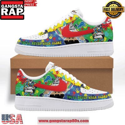 Detroit Lions Autism Awareness Air Force 1 Running Sneakers Shoes