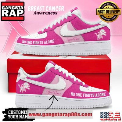 Detroit Lions Breast Cancer Awareness October Custom Air Force 1 Running Sneakers Shoes