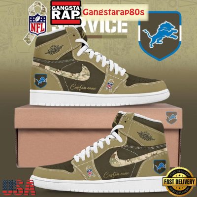 Detroit Lions Salute To Service Limited Edition Custom Air Jordan 1 Sneakers Shoes
