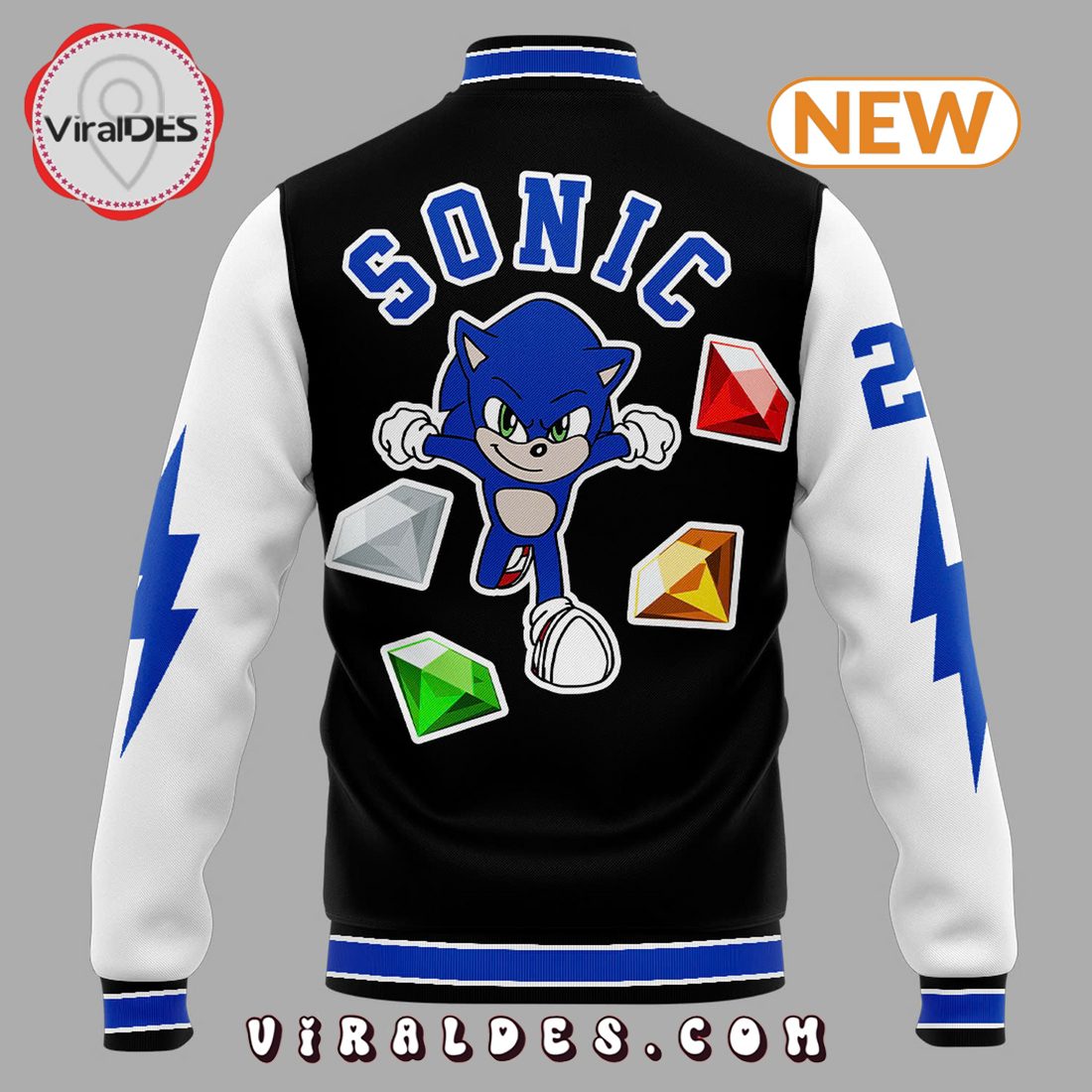 Detroit Lions Sonic x Knuckles Navy Baseball Jacket Detroit Lions Sonic x Knuckles Navy Baseball Jacket