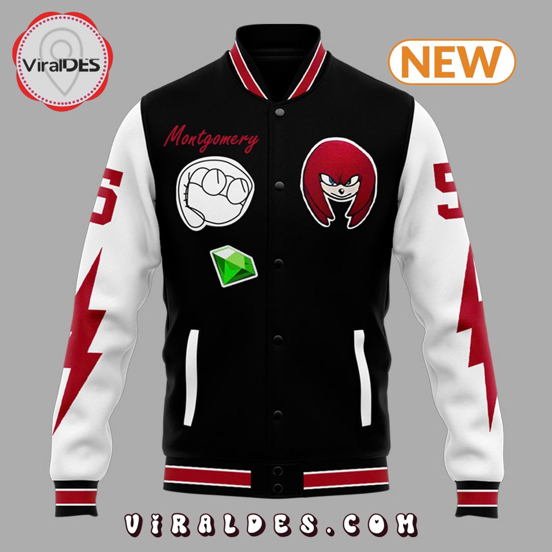 Detroit Lions Sonic x Knuckles Red Baseball Jacket Detroit Lions Sonic x Knuckles Red Baseball Jacket