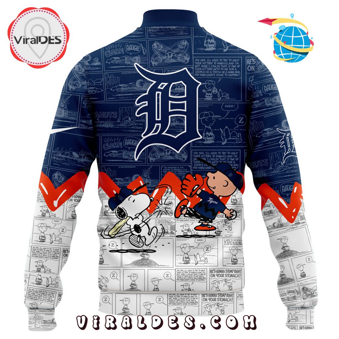 Detroit Tigers 75th Anniversary of Peanuts Baseball Jacket Detroit Tigers 75th Anniversary of Peanuts Baseball Jacket