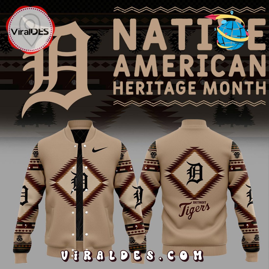 Detroit Tigers Native American Heritage 2025 Baseball Jacket Detroit Tigers Native American Heritage 2025 Baseball Jacket