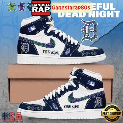 Detroit Tigers x Grateful Dead Night Custom Special Edition Air Jordan 1 Sneakers Shoes