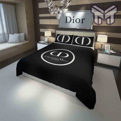 Dior Bedding Sets, Christian Dior Black Circle Fashion Luxury Brand Premium Bedding Set Home Decor