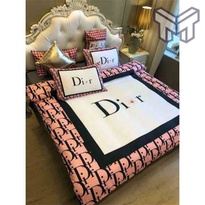 Dior Bedding Sets, Christian Dior Light Pink Luxury Brand Premium Bedding Set Bedspread