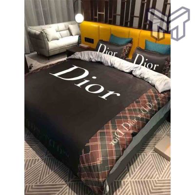 Dior Bedding Sets, Dior Black Logo Luxury Brand Bedding Set Home Decor