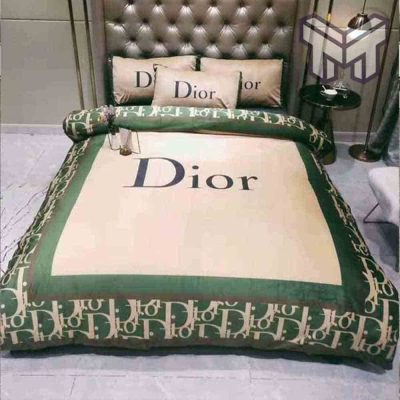 Dior Bedding Sets, Dior Green Logo Luxury Brand Bedding Set Home Decor