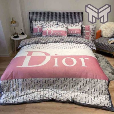Dior Bedding Sets, Dior Pinky White Luxury Brand Premium Bedding Set Duvet Cover Home Decor