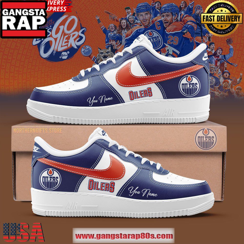 Edmonton Oilers NHL Let?s Go Oilers Custom Air Force 1 Sneakers Shoes Edmonton Oilers NHL Let?s Go Oilers Custom Air Force 1 Sneakers Shoes