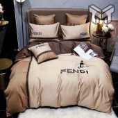 Fendi Bedding Sets Fendi Roma Brown Premium Luxury Brand Bedding Set Duvet Cover Home Decor Special Gift 1.jpg - demo10