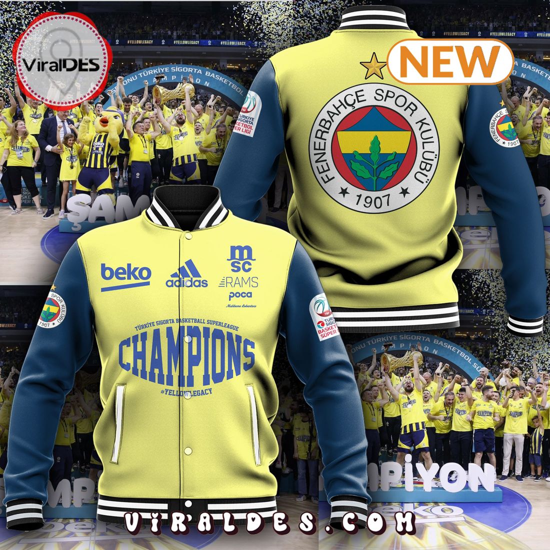 Fenerbahce Beko 2023-24 Champions Basketball Super League Baseball Jacket Fenerbahce Beko 2023-24 Champions Basketball Super League Baseball Jacket
