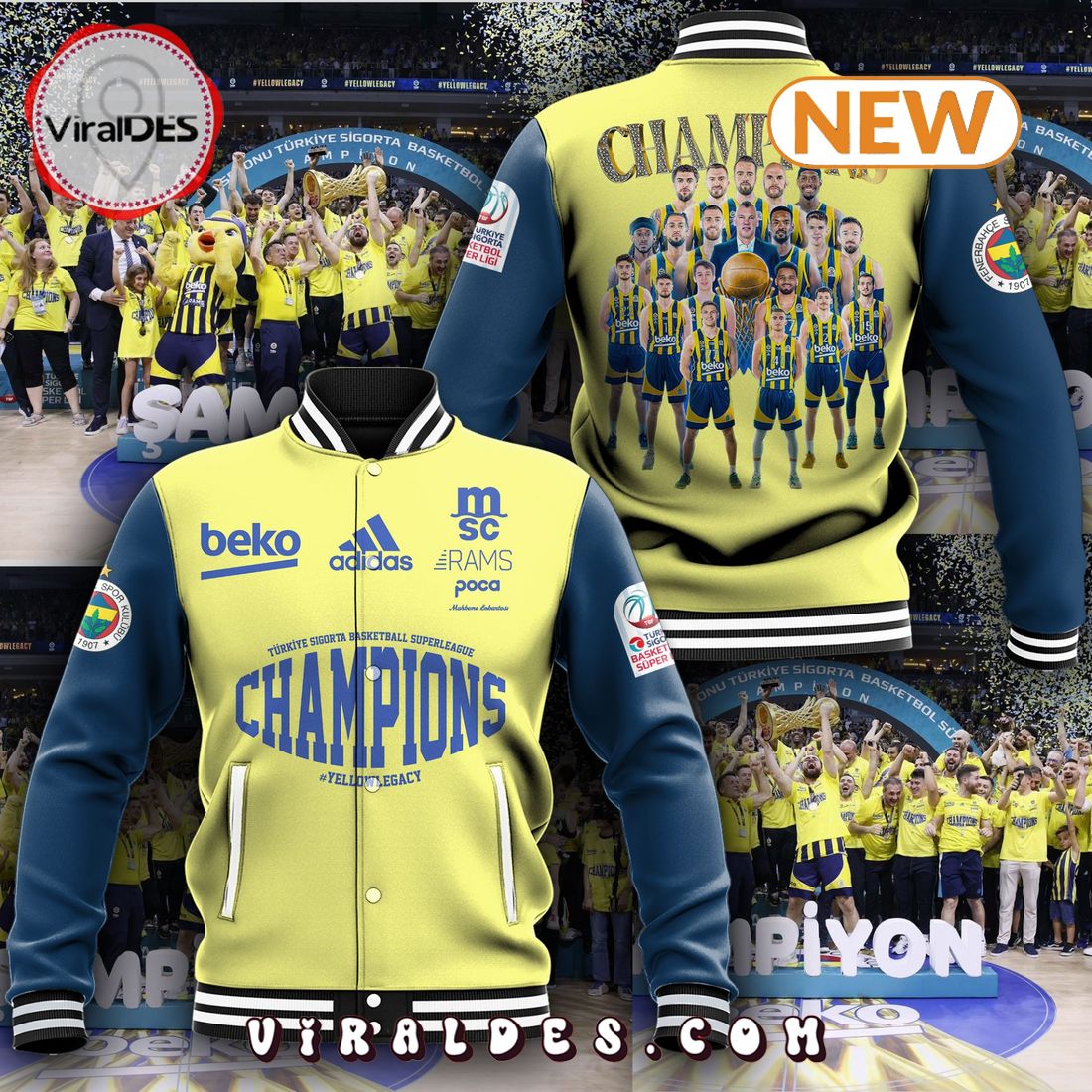 Fenerbahce Beko Champions Basketball Super League 2023-24 Baseball Jacket Fenerbahce Beko Champions Basketball Super League 2023-24 Baseball Jacket
