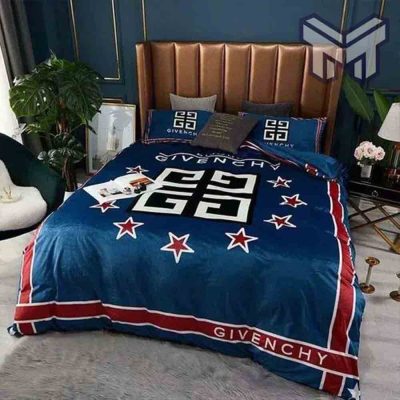 Givenchy Bedding Set, Givenchy Blue Luxury Brand Bedding Set Bedspread Duvet Cover Set Home Decor