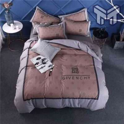Givenchy Bedding Set, Givenchy Brown Grey Luxury Brand High End Premium Bedding Set Home Decor