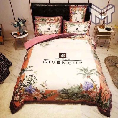 Givenchy Bedding Set, Givenchy New Flowers White Luxury Brand Bedding Set Duvet Cover Home Decor