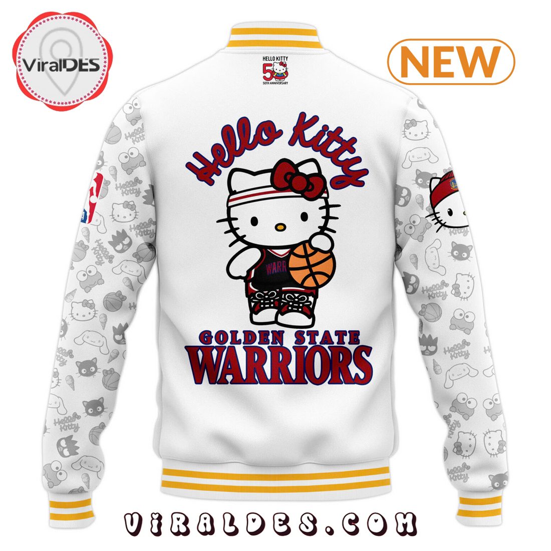 Golden State Warriors x Hello Kitty Night 2024 Baseball Jacket Golden State Warriors x Hello Kitty Night 2024 Baseball Jacket
