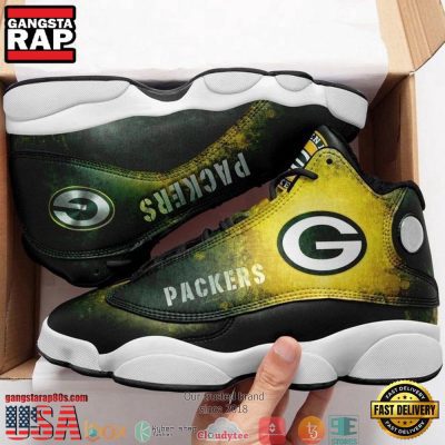 NFL Green Bay Packer Big Logo Football Team 3 Air Jordan 13 Sneaker Shoes