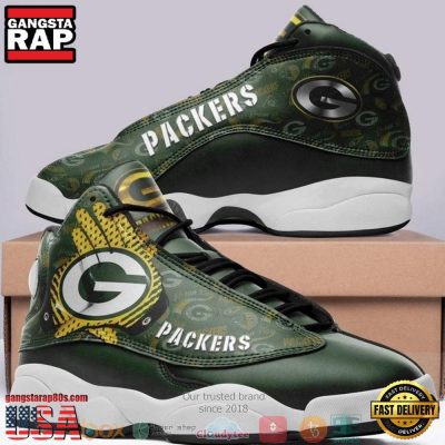 NFL Green Bay Packer Big Logo Football Team 4 Air Jordan 13 Sneaker Shoes