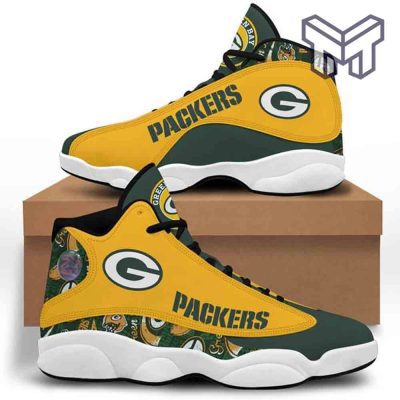 Green Bay Packers Air Jordan13 Fans Sport Shoes Nfl Big Logo Jordan13 Shoes MX04