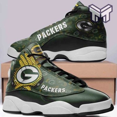 Green Bay Packers Air Jordan 13,Nfl Big Logo Fans Sport White Black Aj13 Shoes Type01