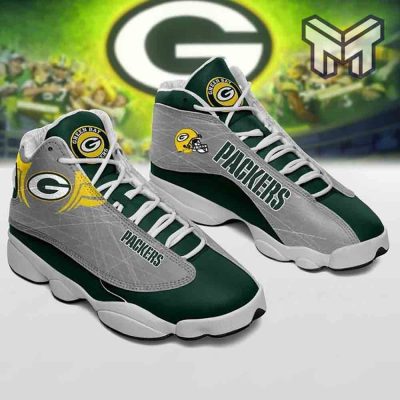 Green Bay Packers Air Jordan 13,Nfl Big Logo Fans Sport White Black Aj13 Shoes Type02