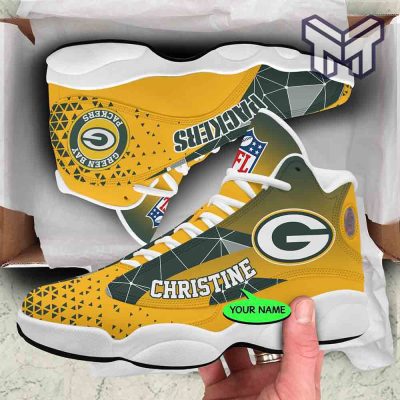 Green Bay Packers Air Jordan 13,Nfl White Black J13 Shoes Triangle Custom Shoes