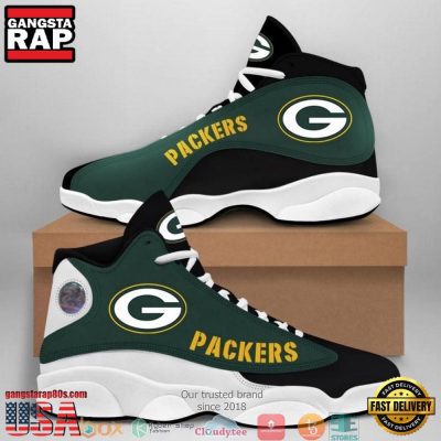 NFL Green Bay Packers Big Logo Football Team Air Jordan 13 Sneaker Shoes