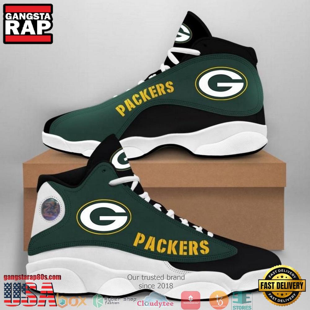 NFL Green Bay Packers Big Logo Football Team Air Jordan 13 Sneaker Shoes NFL Green Bay Packers Big Logo Football Team Air Jordan 13 Sneaker Shoes