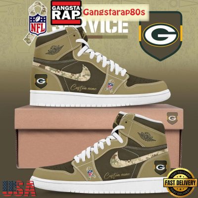 Green Bay Packers Salute To Service Limited Edition Custom Air Jordan 1 Sneakers Shoes