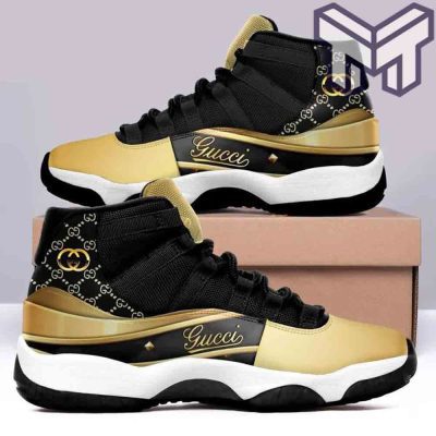 Gucci Jordan 11 Gucci Black Gold  Air Jordan 11  Sneakers Shoes Hot 2023 Gifts For Men Women Type06