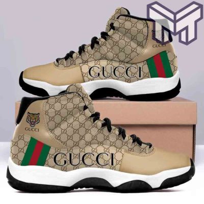 Gucci Jordan 11 Gucci Brown Tiger  Air Jordan 11  Sneakers Shoes Hot 2023 Gifts For Men Women