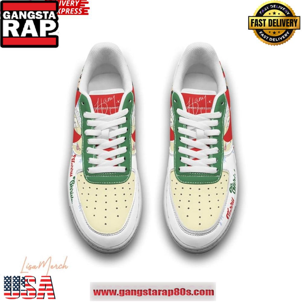 Harry Styles Merry Christmas Limited Edition Air Force 1 Running Sneakers Shoes Harry Styles Merry Christmas Limited Edition Air Force 1 Running Sneakers Shoes