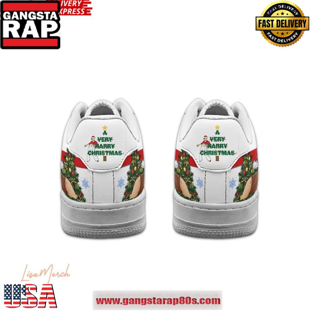 Harry Styles Merry Christmas Limited Edition Air Force 1 Running Sneakers Shoes Harry Styles Merry Christmas Limited Edition Air Force 1 Running Sneakers Shoes