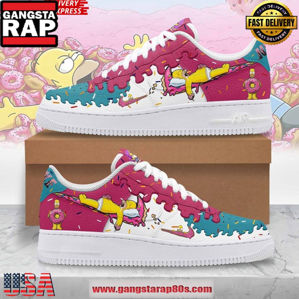 Homer Simpson Donut Dream Limited Edition Air Force 1 Sneakers Shoes Homer Simpson Donut Dream Limited Edition Air Force 1 Sneakers Shoes